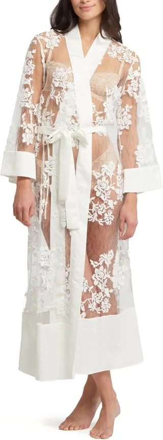 Charming Embroidered Lace Robe