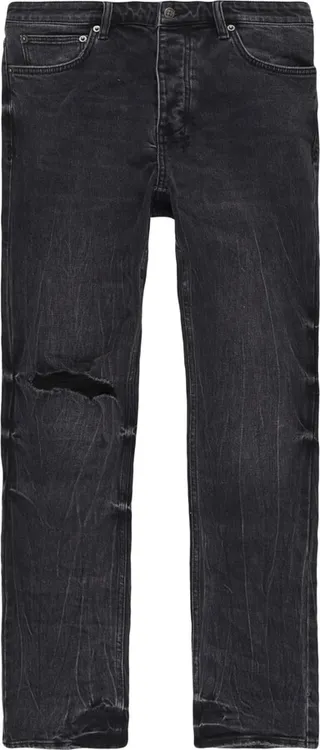 Distressed Straight-Leg Denim Jeans