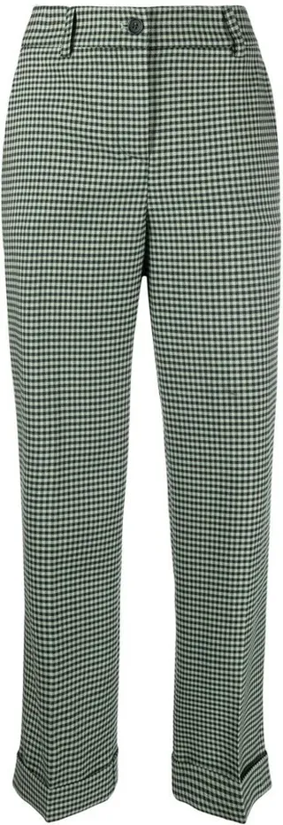 Gingham-Patterned Cropped Trousers