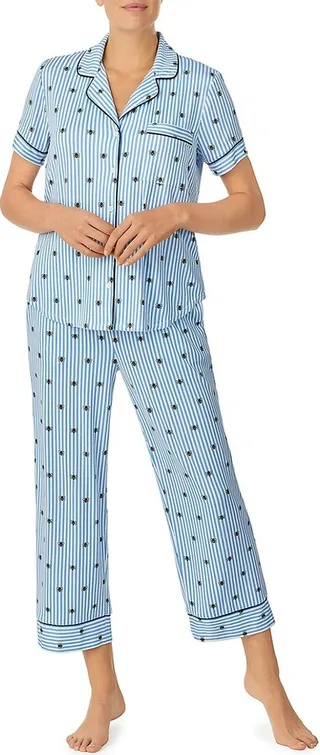 2-Piece Stripe Crop Pajama Set