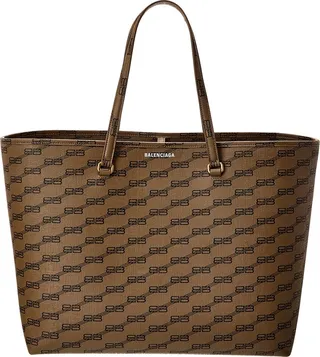 Balenciaga Signature Large East-West Coated Canvas Tote