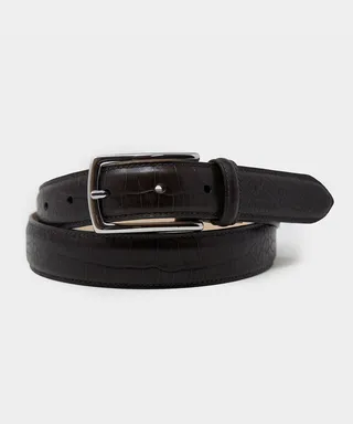 Classic Dress Belt in Stamped Croc in Brown