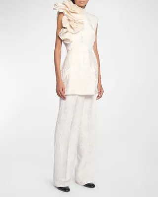 Dob Mini Dress with Pleated Fan Detail