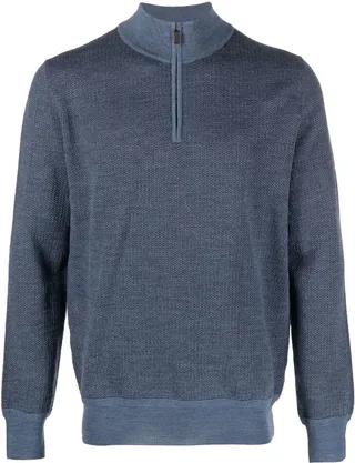 High-Neck Zip Pullover Jumper