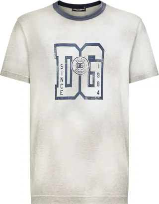 Grey Logo Print Cotton T-Shirt