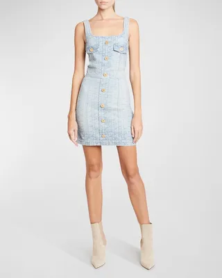 Monogram Denim Sleeveless Mini Dress