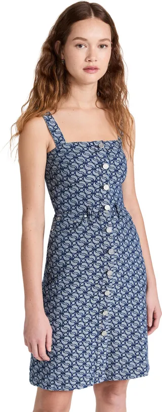 Stella McCartney S Wave All Over Denim Jacquard Linda Dress