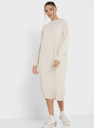 High Neck Knitted Dress