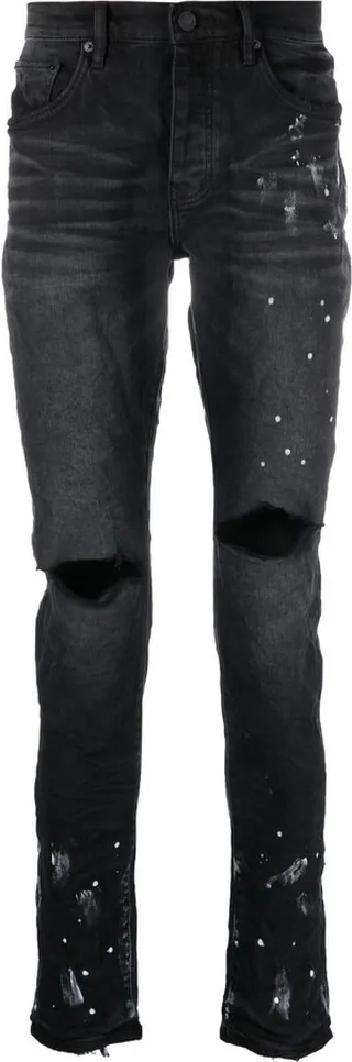 Ripped Paint-Splatter Jeans