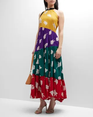 Yemisi Printed Asymmetric Tiered Maxi Dress