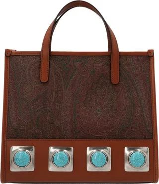 Etro Studded Paisley Printed Tote Bag