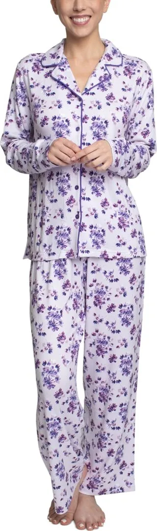 Hanes Women's Relaxed Butter-Knit Notch Collar Pajama Set