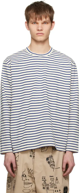 Junya Watanabe Off-White Striped Long Sleeve T-Shirt