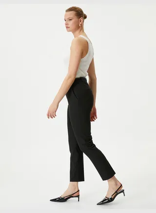 High Rise Belt Detail Cigarette Pants