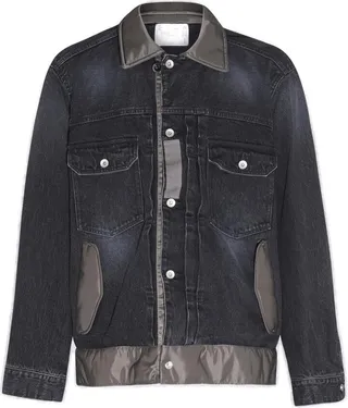 Sacai Collared Button-Up Denim Jacket