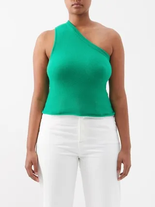 No.105 Asymmetric Stretch-cashmere Top