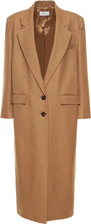 Textured wool long coat
