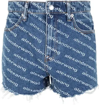 Alexander Wang Logo Monogrammed Denim Shorts
