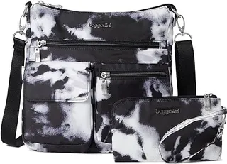 Baggallini Modern Everywhere Slim Crossbody (Black Ink Tie-Dye) Cross Body Handbags