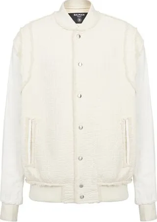 Textured cotton bomber jacket