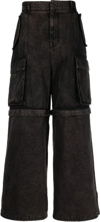 Cargo-Pocket Wide Leg Denim Jeans