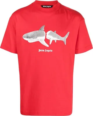 shark-print T-shirt