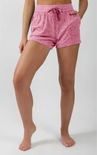 90 Degree By Reflex Super Soft Cationic Heather Lounge Shorts - Heather Shell Pink - Medium