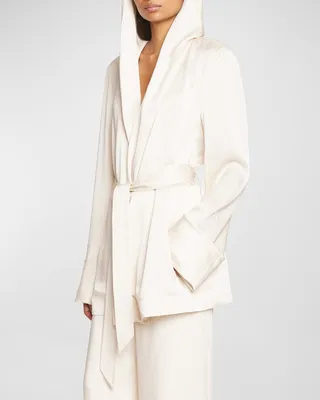 Satin Hooded Belted Jacket