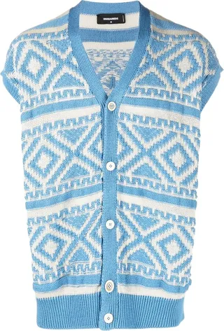 Sleeveless Cotton-Linen Cardigan