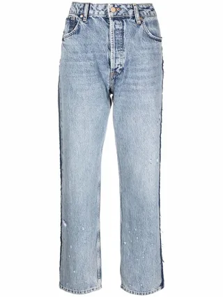Distressed-Effect Straight-Leg Jeans