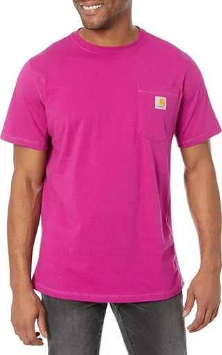 Carhartt Force Relaxed Fit Midweight Short Sleeve Pocket Tee (Magenta Agate) Men's Clothing