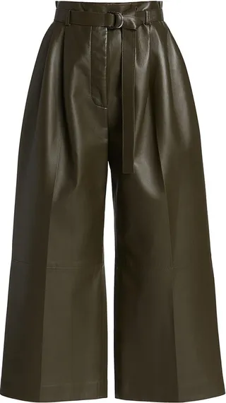 Albany Belted Wide-Leg Leather Pants