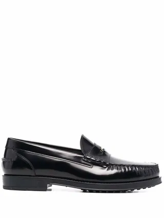 Logo Plaque Leather Loafers