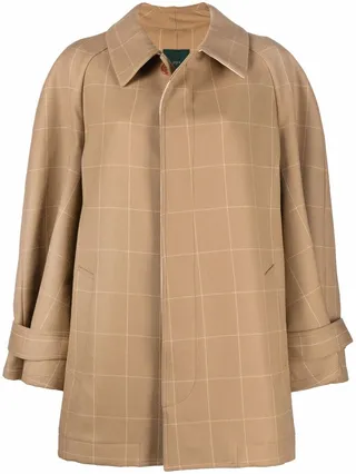 Checked Cape Style Coat