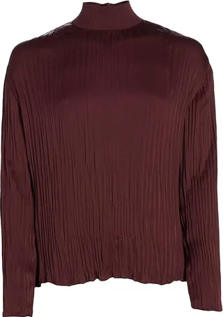 Crinkled Mock Turtleneck Top