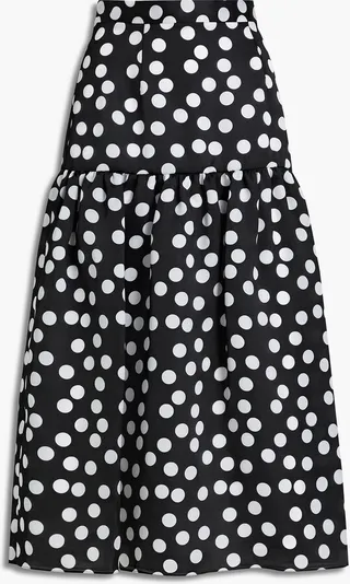 Gathered polka-dot silk-organza midi skirt