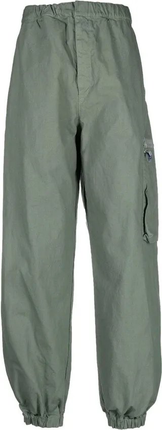 Elasticated-Waist Tapered-Leg Trousers