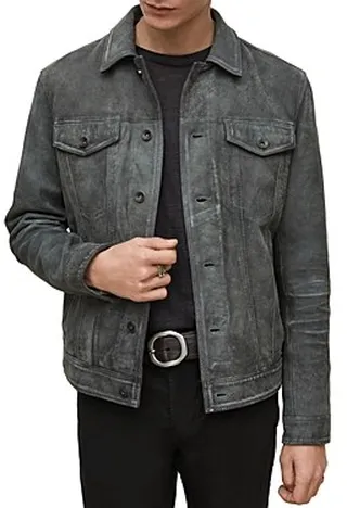 John Varvatos Andrew Slim Fit Leather Trucker Jacket