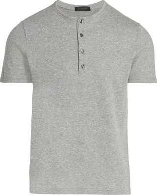 Cotton Blend Henley T Shirt