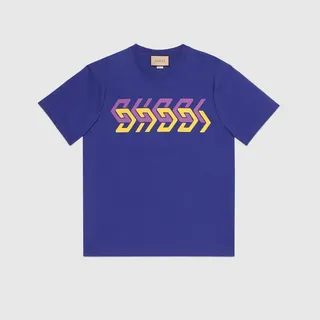 Cotton jersey T-shirt with Gucci mirror print