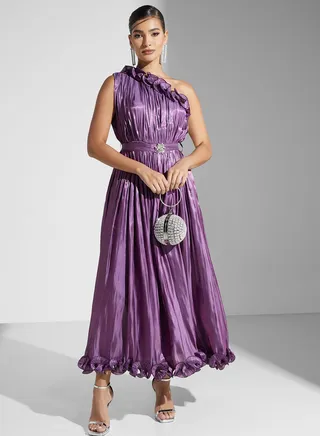 Ruffle One Shoulder Dress
