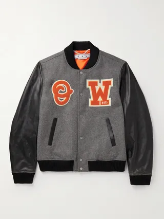 Appliquéd Wool-Blend and Leather Varsity Jacket