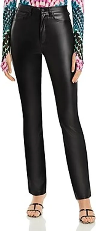 Afrm Vegan Leather High Rise Slim Straight Pants