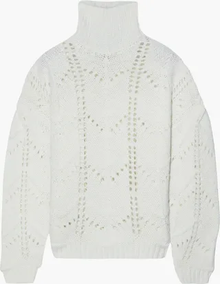 Lovey oversized pointelle-knit wool-blend turtleneck sweater