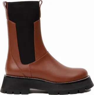 Kate Lug Sole Combat Boot in saddle