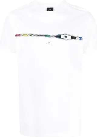 zip-print organic cotton T-shirt