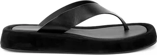 THE ROW Ginza Black Leather Flip Flops