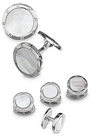 Jan Leslie Sterling Silver & Mother-of-Pearl Round Stud Set
