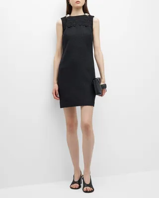 Lace Pearlescent Beaded Paillette Tweed Mini Dress