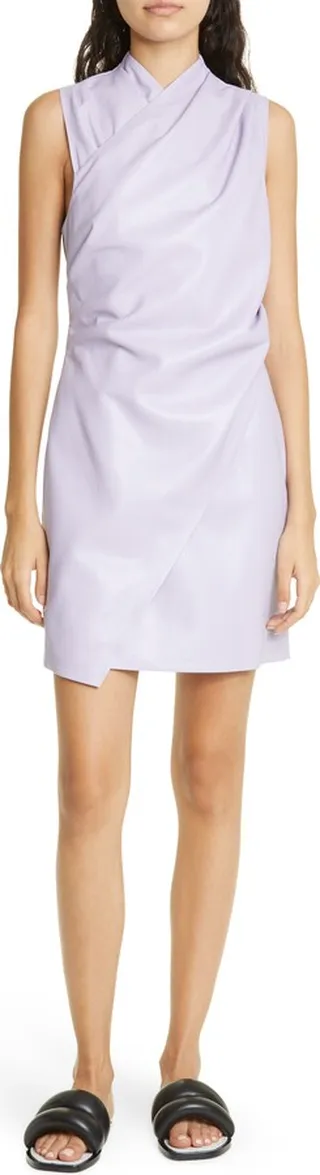 Melba Vegan Leather Wrap Mini Dress